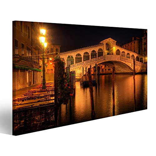 islandburner, Bild auf Leinwand Rialto-Brücke in Venedig Italien Wandbild Leinwandbild Kunstdruck Poster 100x57cm von islandburner,