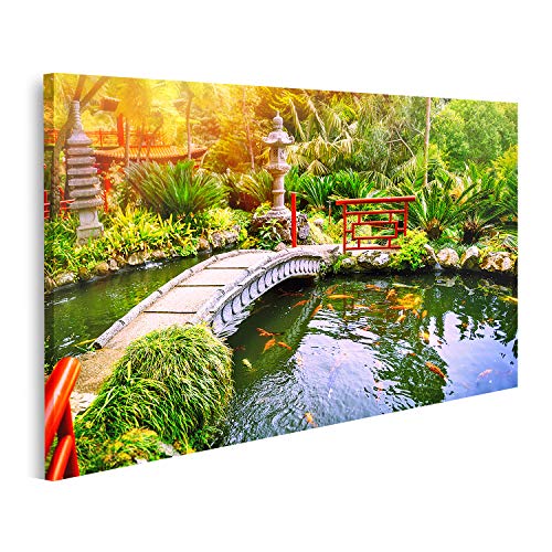 islandburner Bild auf Leinwand Japanischer Garten Mit Schwimmenden Koi Fischen Im Teich Natur Hintergrund Bilder Wandbilder Poster von islandburner