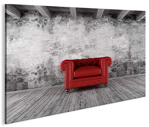 islandburner Bild Bilder auf Leinwand Roter Sessel Moderne Kunst 1p XXL Poster Leinwandbild Wandbild Dekoartikel Wohnzimmer Marke von islandburner