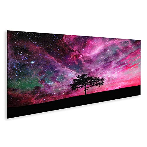 islandburner Bild auf Leinwand Galaxie Himmel Lila Pink Mit Baum Und Sternen Bilder Wandbilder Poster von islandburner