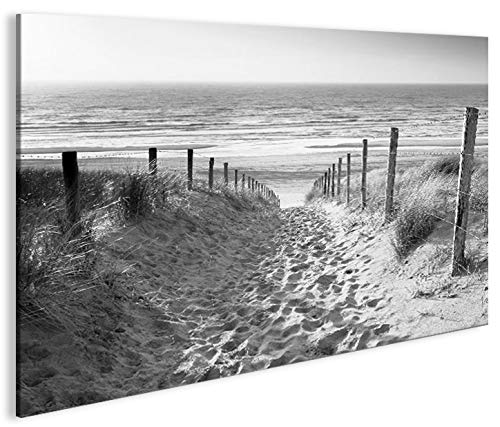 islandburner Bild Bilder auf Leinwand Weg zum Meer Schwarz/Weiss Nordseestrand 1p XXL Poster Leinwandbild Wandbild Dekoartikel Wohnzimmer Marke von islandburner