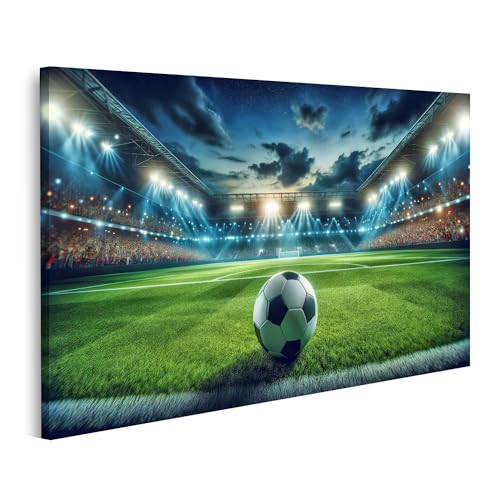 islandburner Bild auf Leinwand Abendliches Fußballspiel im beleuchteten Stadion Bilder Wandbilder Poster von islandburner
