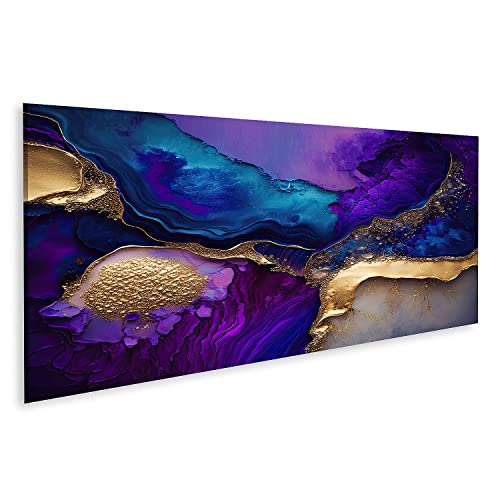 islandburner Bild auf Leinwand Abstrakt lt Blau Violett Gold Glitter Farbe Bilder Wandbilder Poster IXCR-Pano von islandburner