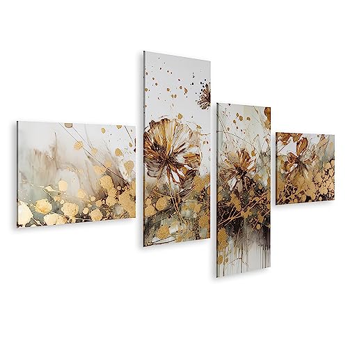 islandburner Bild auf Leinwand Abstrakte Florale Ölgemälde Gold Blume Platzen Weiß Golden Bilder Wandbilder Poster JCJR-4LP islandburner Bild auf Leinwand Abstrakte Florale Ölgemälde Gold Blume Platzen Weiß Golden Bilder Wandbilder Poster JCJR-4LP von islandburner
