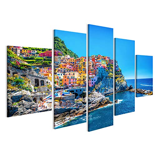 islandburner Bild auf Leinwand Cinque Terre Traditionelle Italienische Architektur Wandbild Poster Kunstdruck Bilder von islandburner