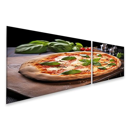 islandburner Bild auf Leinwand Frische Pizza Basilikum Blätter Bestreut Oben Generativ Frische Pizza Basilik Bilder Wandbilder Poster von islandburner