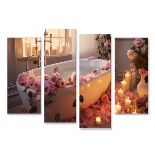 islandburner Bild auf Leinwand Gemütliche Kerzen Blumen Badezimmer In Der Nähe Der Badewanne Bilder Wandbilder Poster von islandburner