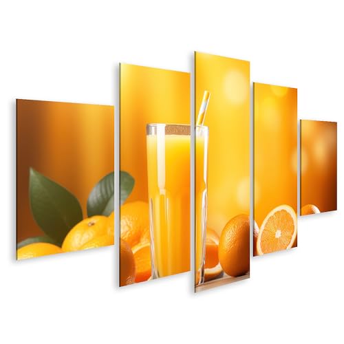 islandburner Bild auf Leinwand Glas Orangensaft neben einigen Orangen ai Küchenbild für Küche Bilder Wandbilder Poster von islandburner