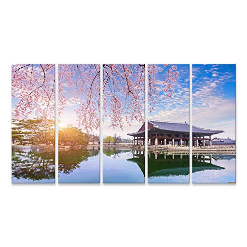 islandburner Bild auf Leinwand Gyeongbokgung Palast Mit Kirschblütenbaum Im Frühjahr In Seoul Stadt Von Korea Südkorea Wandbild Poster Kunstdruck Bilder von islandburner