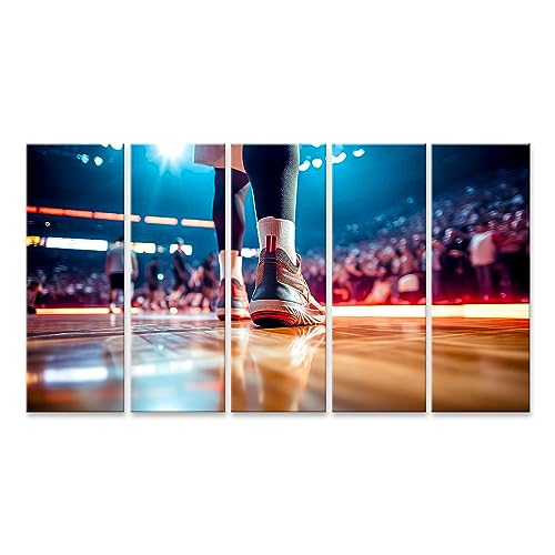 islandburner Bild auf Leinwand Indoor Basketball Sportschuhe Holzboden Bilder Wandbilder Poster JDFM-5P von islandburner