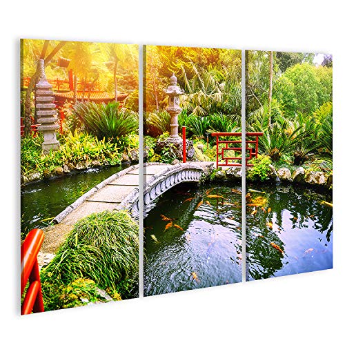 islandburner Bild auf Leinwand Japanischer Garten Mit Schwimmenden Koi Fischen Im Teich Natur Hintergrund Bilder Wandbilder Poster von islandburner