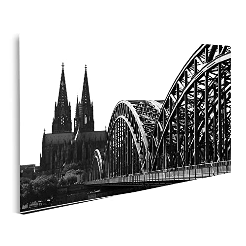 islandburner Bild auf Leinwand Kölner Dom Köln Brücke Kathedrale Schwarz Weiß Bilder Wandbilder Poster ILSJ-1K von islandburner