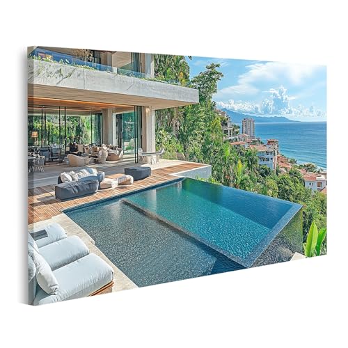 islandburner Bild auf Leinwand Luxuriöses Strandhaus mit Infinity Pool und Meerblick Bilder Wandbilder Poster islandburner Bild auf Leinwand Luxuriöses Strandhaus mit Infinity Pool und Meerblick Bilder Wandbilder Poster von islandburner