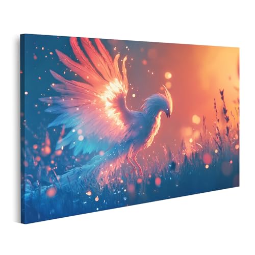 islandburner Bild auf Leinwand Mystischer Phönix im leuchtenden Sonnenuntergang Bilder Wandbilder Poster von islandburner