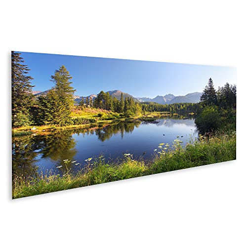 islandburner Bild auf Leinwand Natur Bergszene Schöner See Slowakei Tatra Bilder Wandbilder Poster HVTN-Pano von islandburner