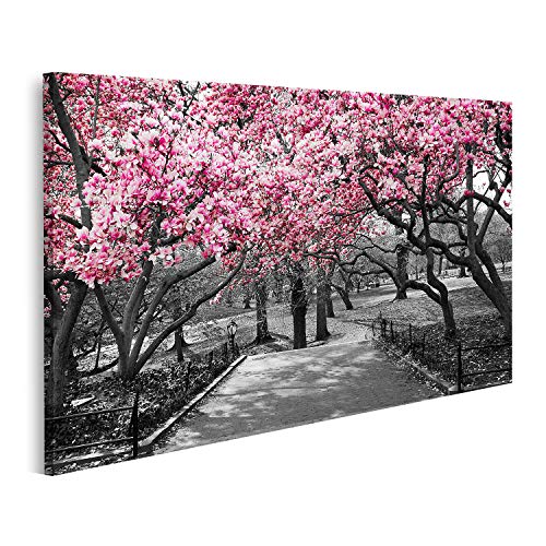 islandburner Bild auf Leinwand New York City Pink Blossoms Schwarz Weiß Bilder Wandbilder Poster von islandburner