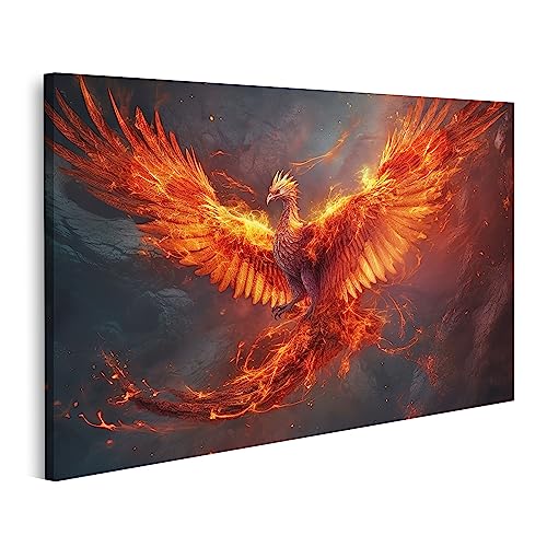 islandburner Wandbild Phönix Fliegt Brennendes Feuer aus der Asche Fabelwesen auf Leinwand Bilder Bild Poster von islandburner