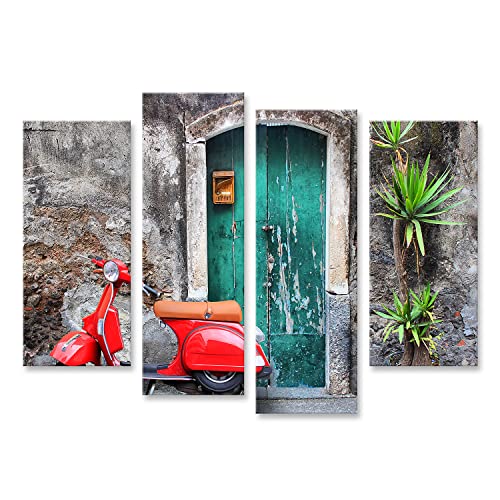 islandburner Bild auf Leinwand Rote Vespa Vor Alter Tür In Italien Bilder Wandbilder Poster von islandburner