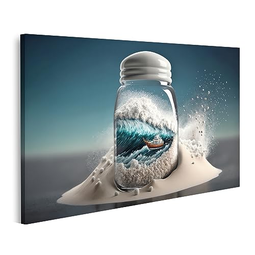 islandburner Bild auf Leinwand Salzstreuer Meersalz Meerwelle Im Glas Bilder Wandbilder Poster JCVW-1K von islandburner