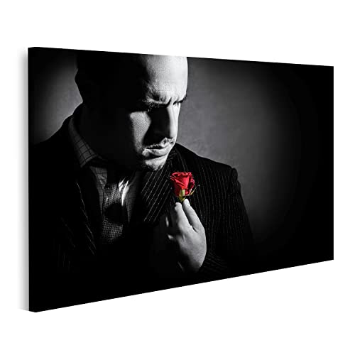 islandburner Bild auf Leinwand Schwarz Weiß Porträt Mann Godfather Style Character Studio Kult Movie Film Bilder Wandbilder Poster ISCL-1K von islandburner