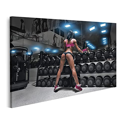 islandburner Bild auf Leinwand Sexy Junge Brünette Frau Im Gym Motivation Work Out Bilder Wandbilder Poster von islandburner