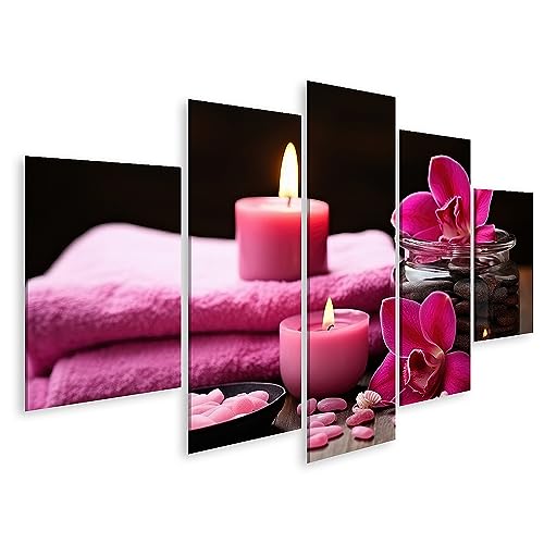 islandburner Bild auf Leinwand Spa Konzept Orchidee Handtücher Kerzen Thai Massage Studio Bilder Wandbilder Poster JEMF-MFP von islandburner