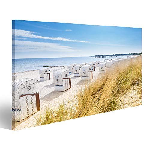 islandburner Bild auf Leinwand Strandkörbe Blick Von Einer Düne Am Strand Ostsee Urlaub Bilder Wandbilder Poster von islandburner