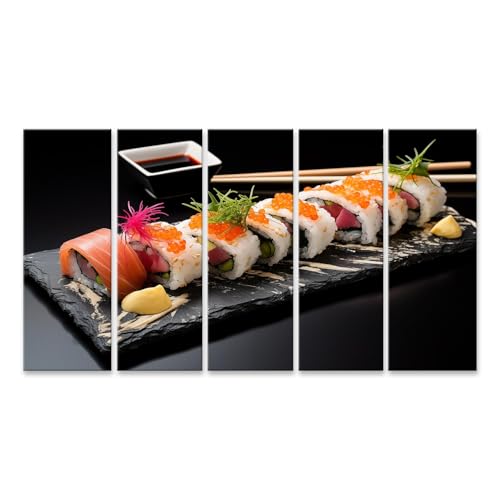 islandburner Bild auf Leinwand Sushi Rollen Set schwarz leckere asiatische Mahlzeit Wasabi generative Bilder Wandbilder Poster islandburner Bild auf Leinwand Sushi Rollen Set schwarz leckere asiatische Mahlzeit Wasabi generative Bilder Wandbilder Poster von islandburner