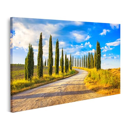 islandburner Bild auf Leinwand Toskana Zypressen Weiße Straße Ländliche Landschaft Italien Europa Italienische Bilder Wandbilder Poster von islandburner