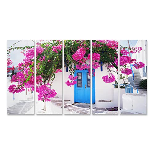 islandburner Bild auf Leinwand Traditionelles Griechisches Haus Blumen Paros Insel Griechenland Blaue Tür Umgeb Bilder Wandbilder Poster von islandburner