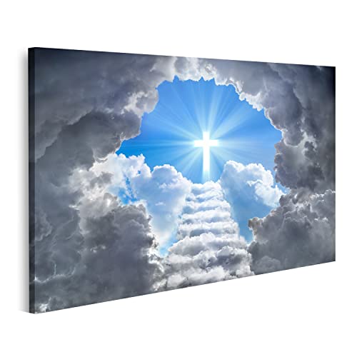 islandburner Bild auf Leinwand Treppe Zum Kreuz Licht Ende des Tunnels Jesus Gott Bilder Wandbilder Poster von islandburner