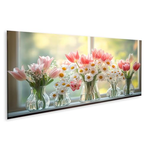 islandburner Bild auf Leinwand Tulpen und Gänseblümchen in Vasen auf Einer Fensterbank Bilder Wandbilder Poster islandburner Bild auf Leinwand Tulpen und Gänseblümchen in Vasen auf Einer Fensterbank Bilder Wandbilder Poster von islandburner