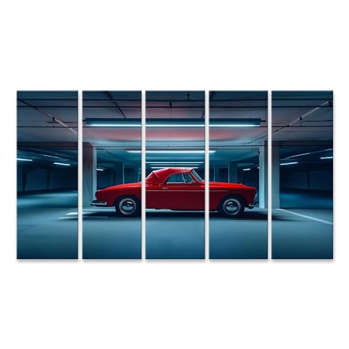islandburner Bild auf Leinwand Vintage-Auto in leerem Parkhaus, Platz für Werbetext Garage Autohaus oder Autowerkstatt Leinwandbild von islandburner