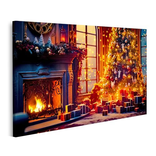 islandburner Bild auf Leinwand Weihnachtsbaum Wohnzimmer neben dem Kamin Geschenke unter Bilder Wandbilder Poster von islandburner