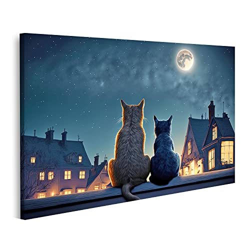 islandburner Bild auf Leinwand Zwei Katzen Sitzen auf dem Dach Nacht Mond Sterne Himmel Liebe Partnerschaft Bilder Wandbilder Poster IYDM-1P islandburner Bild auf Leinwand Zwei Katzen Sitzen auf dem Dach Nacht Mond Sterne Himmel Liebe Partnerschaft Bilder Wandbilder Poster IYDM-1P von islandburner