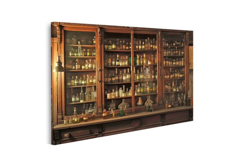 islandburner Leinwandbild, Apothekerschrank mit alten Medizinflaschen von islandburner