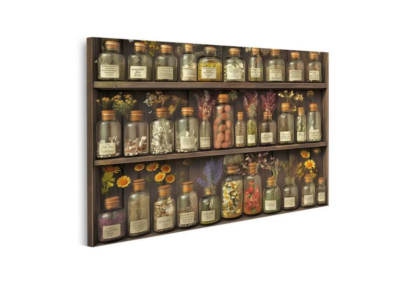 islandburner Leinwandbild, Apothekerschrank mit getrockneten Pflanzen und Blumen von islandburner