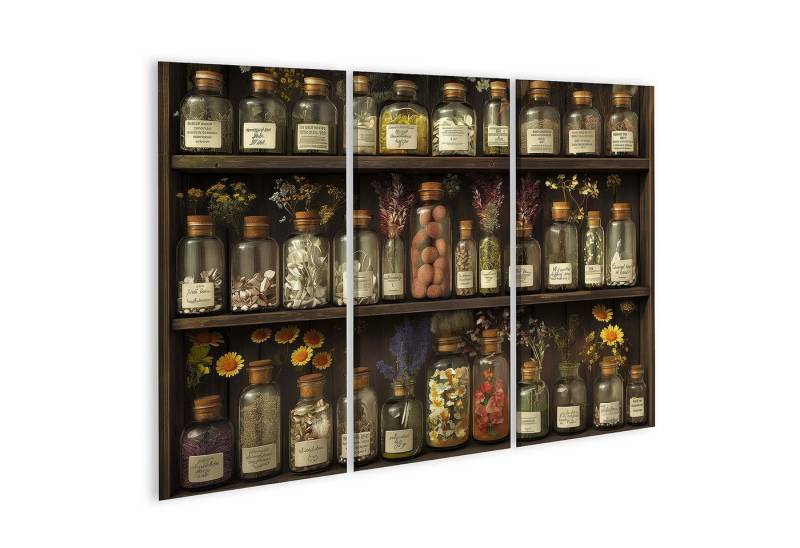 islandburner Leinwandbild, Apothekerschrank mit getrockneten Pflanzen und Blumen von islandburner