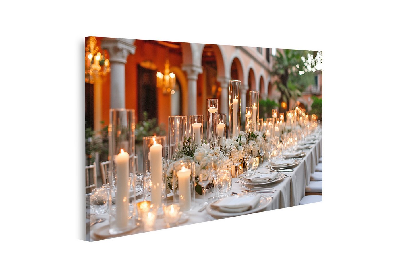 islandburner Leinwandbild, Elegante Abendtafel mit Kerzen und Blumen islandburner Leinwandbild, Elegante Abendtafel mit Kerzen und Blumen von islandburner