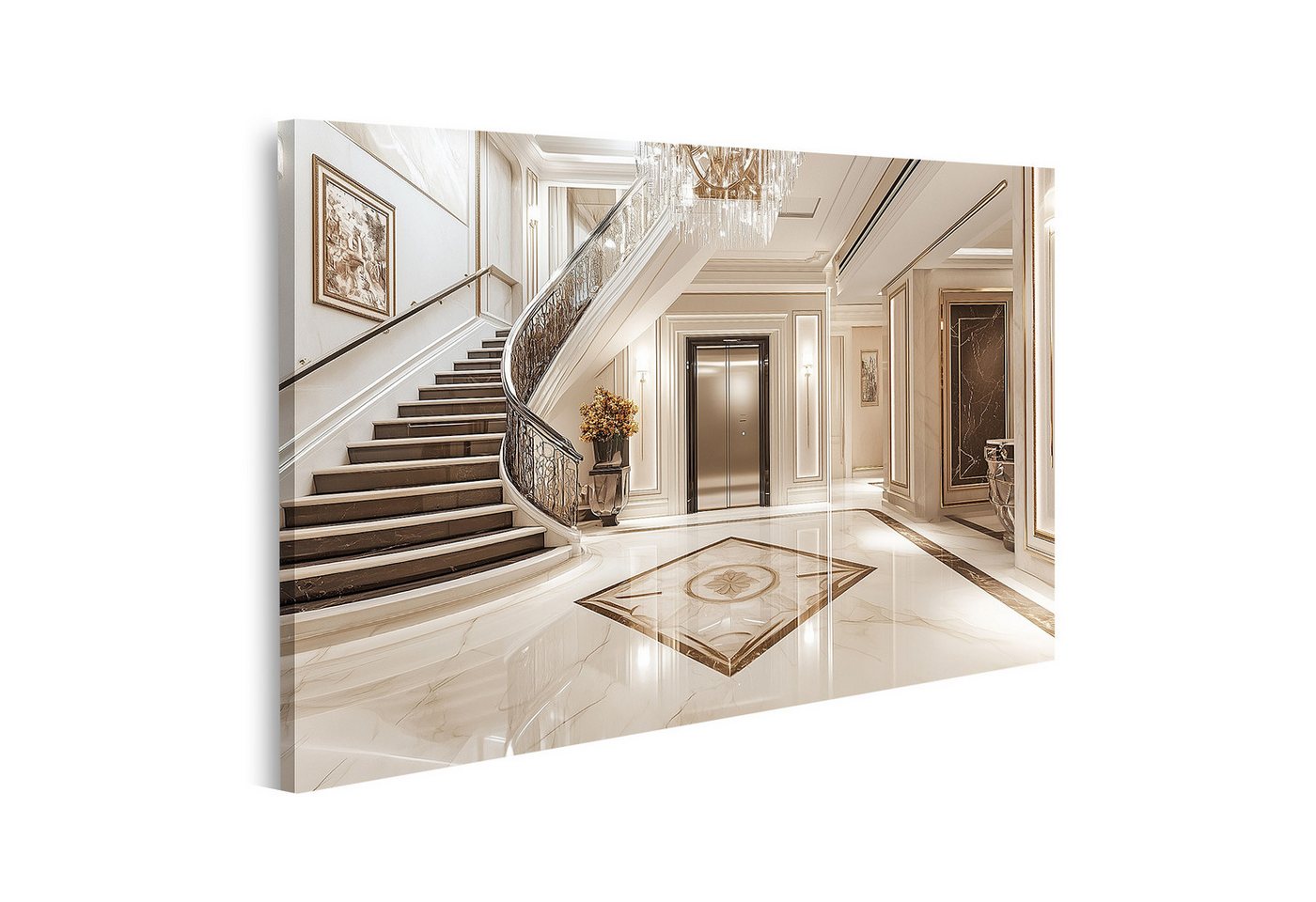 islandburner Leinwandbild, Elegante Eingangshalle mit Marmorboden und Kronleuchter islandburner Leinwandbild, Elegante Eingangshalle mit Marmorboden und Kronleuchter von islandburner