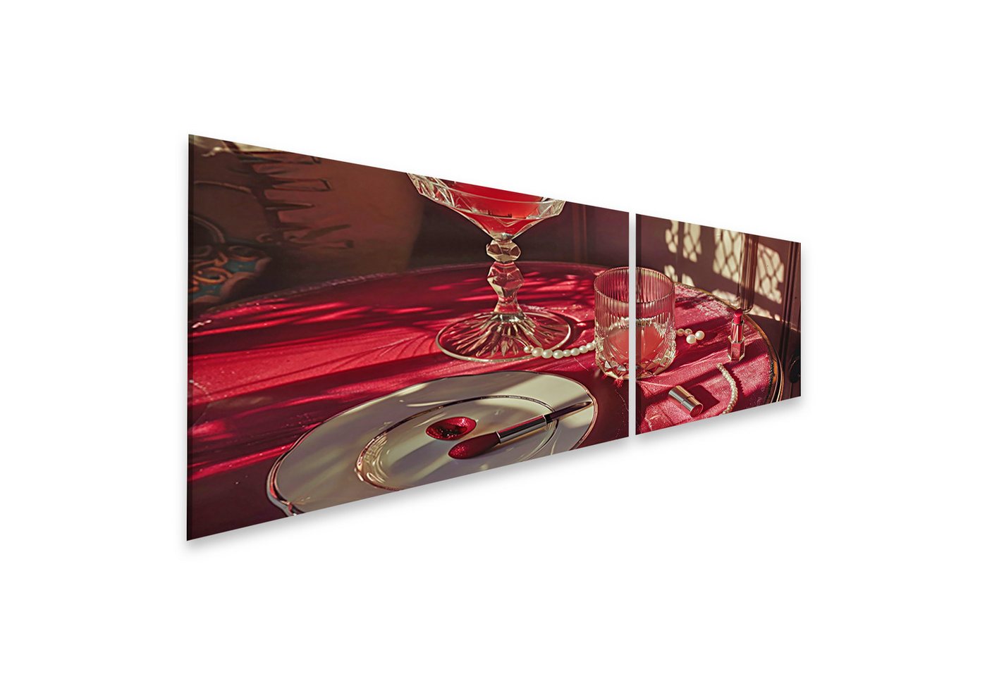 islandburner Leinwandbild, Eleganter Nachmittag mit Schminktisch und Getränken islandburner Leinwandbild, Eleganter Nachmittag mit Schminktisch und Getränken von islandburner