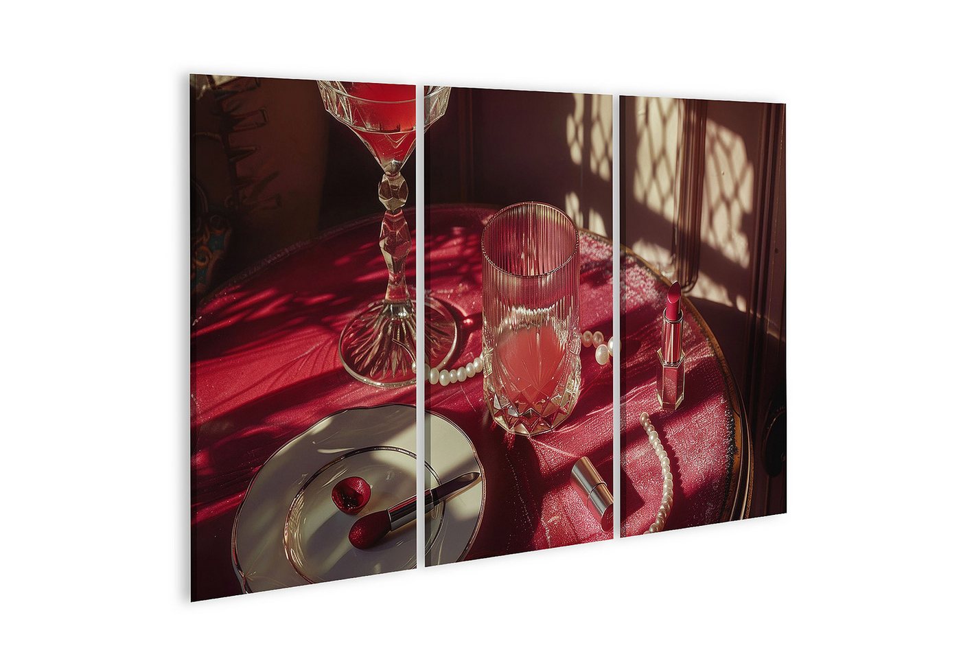 islandburner Leinwandbild, Eleganter Nachmittag mit Schminktisch und Getränken islandburner Leinwandbild, Eleganter Nachmittag mit Schminktisch und Getränken von islandburner