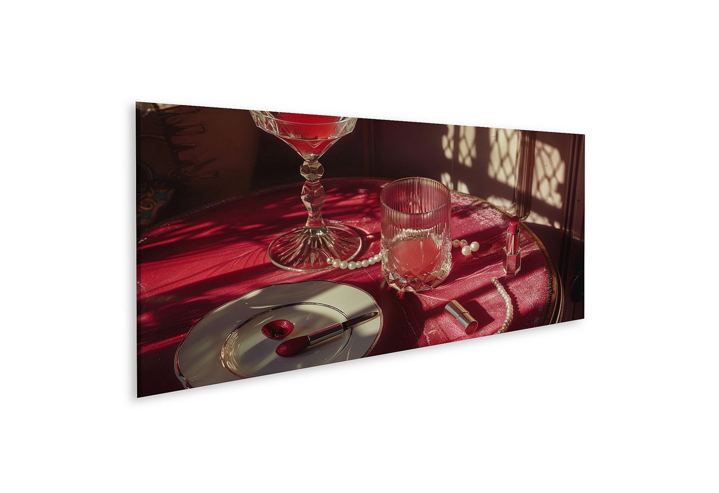 islandburner Leinwandbild, Eleganter Nachmittag mit Schminktisch und Getränken islandburner Leinwandbild, Eleganter Nachmittag mit Schminktisch und Getränken von islandburner