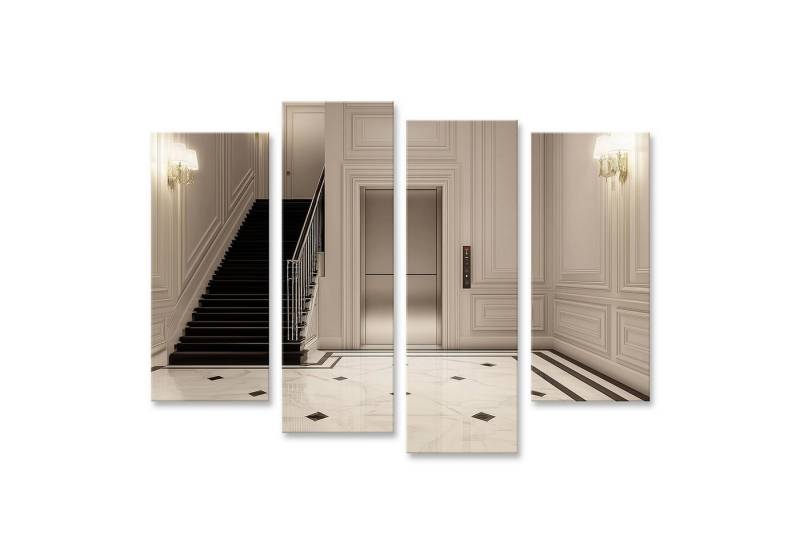 islandburner Leinwandbild, Elegantes Foyer mit Treppe und Aufzug von islandburner