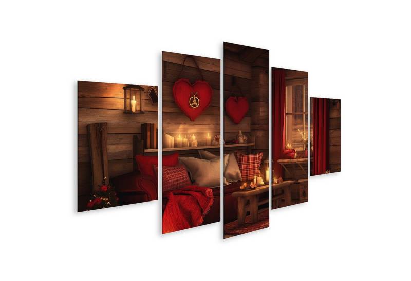 islandburner Leinwandbild, Gemütliche Hütte mit Kerzenlicht und Herzen islandburner Leinwandbild, Gemütliche Hütte mit Kerzenlicht und Herzen von islandburner