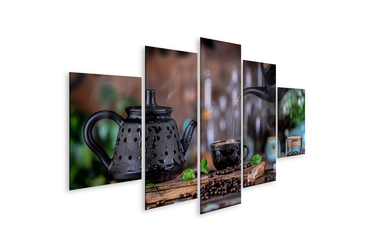 islandburner Leinwandbild, Kaffeegenuss mit Teekanne und frischen Bohnen islandburner Leinwandbild, Kaffeegenuss mit Teekanne und frischen Bohnen von islandburner