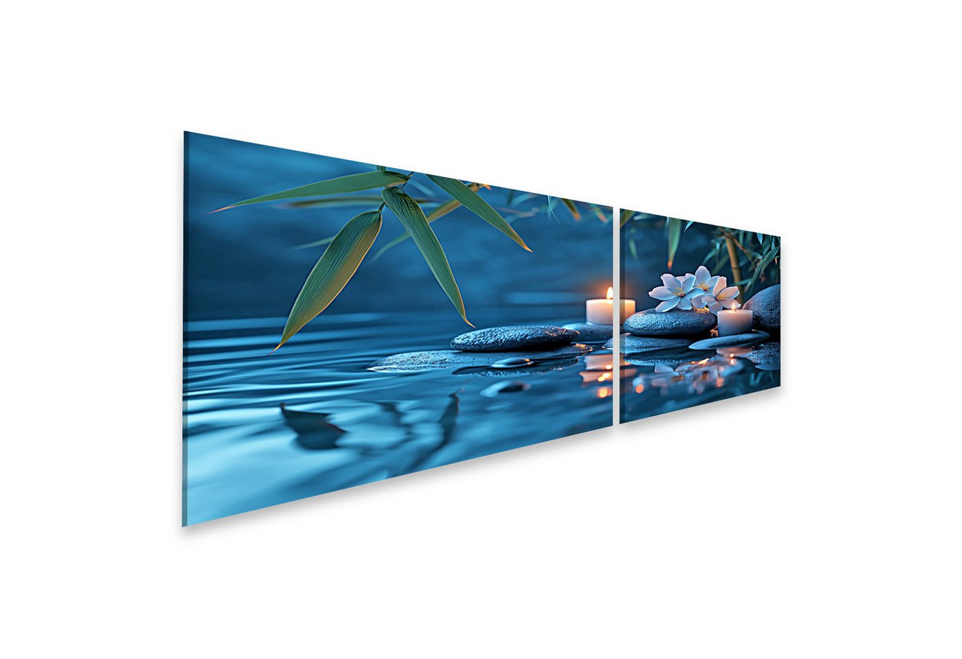 islandburner Leinwandbild, Kerzen und Blumen auf Wassersteinen bei Nacht islandburner Leinwandbild, Kerzen und Blumen auf Wassersteinen bei Nacht von islandburner