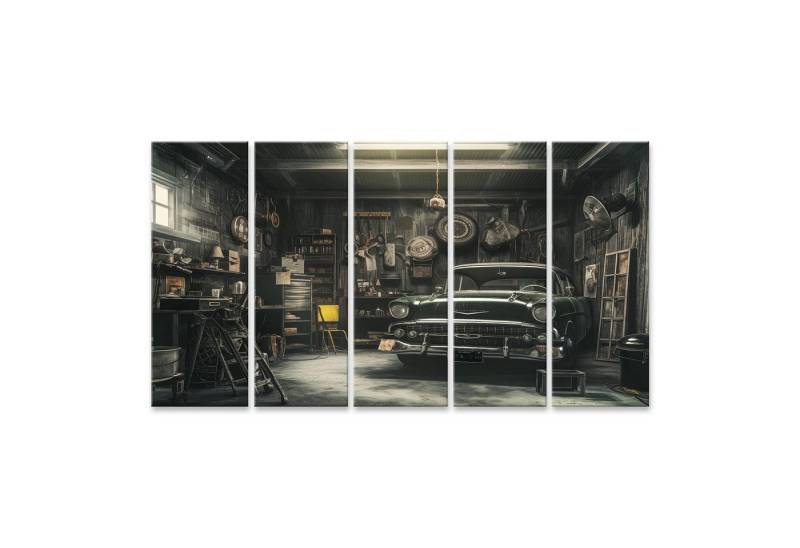 islandburner Leinwandbild, Klassisches Auto in einer alten Garage von islandburner