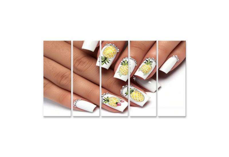 islandburner Leinwandbild, Kunstvolle Ananas Nageldesigns mit Strasssteinen von islandburner