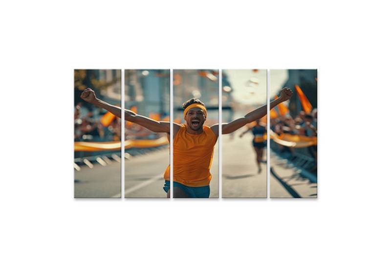 islandburner Leinwandbild, Läufer feiert Sieg beim Stadtmarathon islandburner Leinwandbild, Läufer feiert Sieg beim Stadtmarathon von islandburner